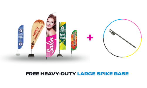 FREE Heavy-Duty Metal Bases on Large Flags and Banners