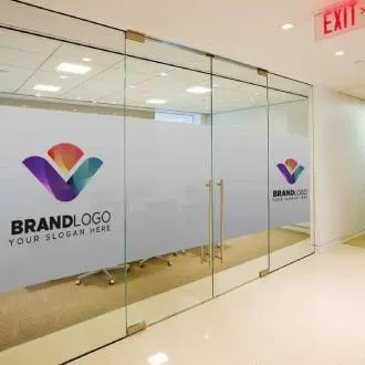 Frosted Glass Logo Decals for Offices