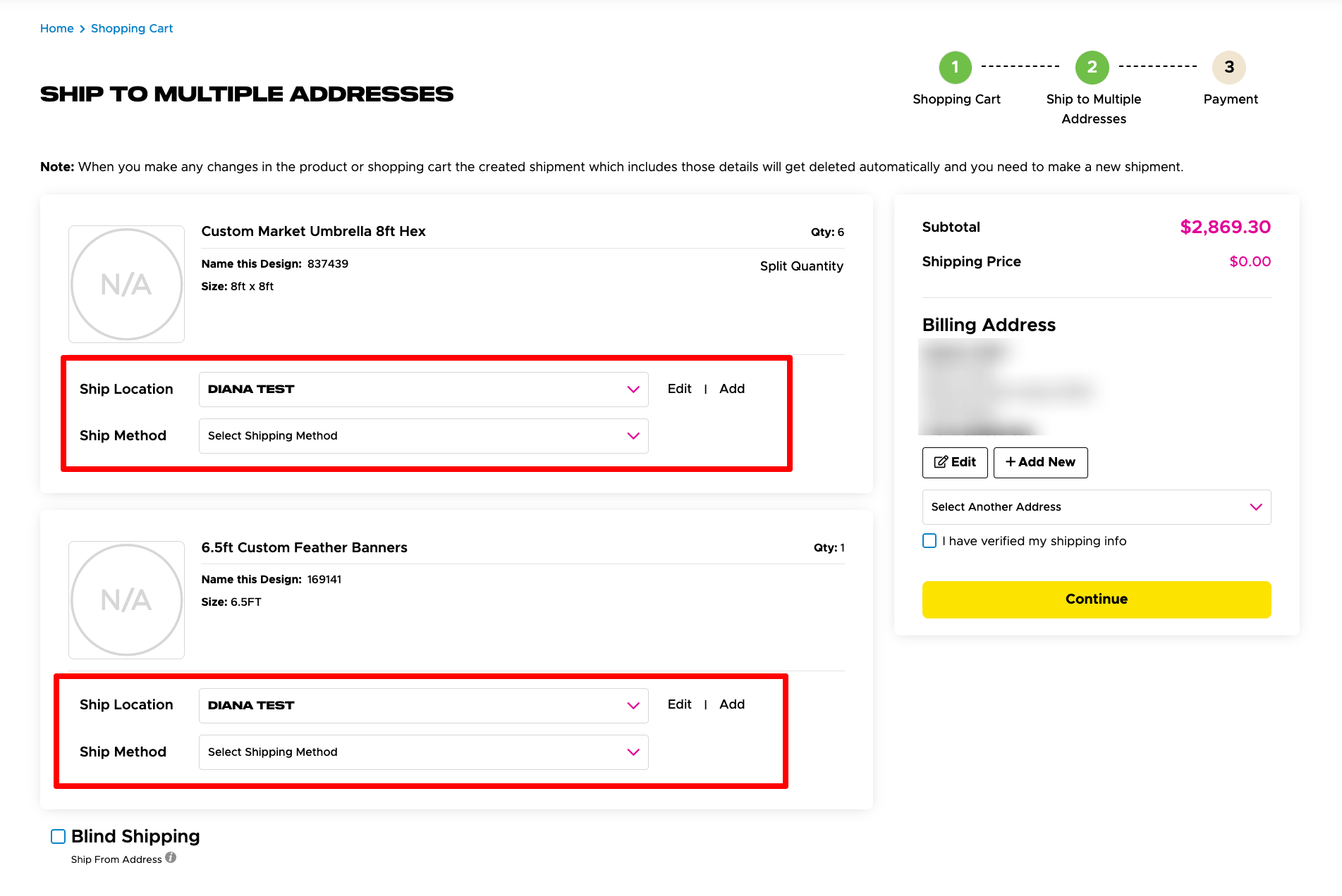Multiple Shipping Addresses