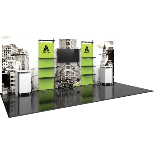 10x10 Trade Show Booth Modular Hybrid QPS02 with Shelves and Monitor ...